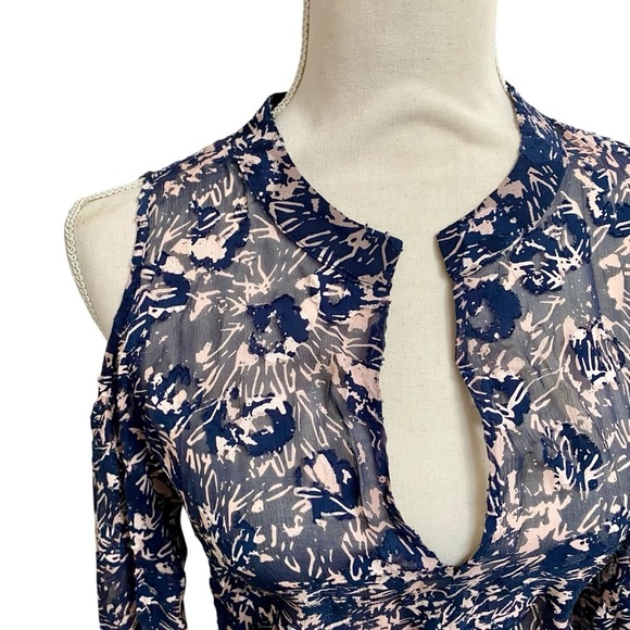 Derek Lam 10 Crosby Floral Silk Cotton Cold Shoulder Blouse Size 2 - Picture 2 of 13
